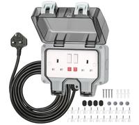 Desiretech Outdoor Double Switched Socket with 10m Cable - IP66 Waterproof in Grey Desiretech Grey