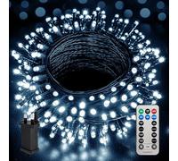 Desiretech Outdoor & Garden Lights, 10m 100 LED Outdoor Waterproof Plug-in String Lights, Remote Control, 8 Modes, Timer, Dimmable (Cool White, 10m / 100 LED)