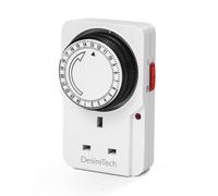 Desiretech Plug-in Timer Switch (1 Pack), 24hr Segment Timer, Light Plug Socket in White Desiretech White