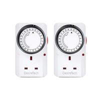 Desiretech Plug-in Timer Switch, 24 Hour Segment Timer, 2 Pack - White | Set of 2, 3120W max load, deters burglars, home security use, kitchen appliances, lamps, Christmas lights