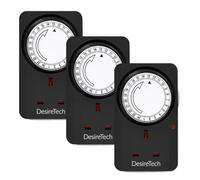 Desiretech Plug-in Timer Switch, 24 Hour Segment Timer, 3 Pack - Black | Set of 3, 3120W max load, deters burglars, home security use, kitchen appliances, lamps, Christmas lights