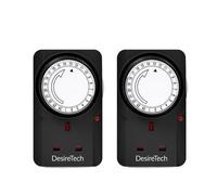 Desiretech Plug-in Timer Switch - 24 Hour Segment Timer - Controls Appliances Up to 3120W, Home Security Switch, Deters Burglars, Automatic On/Off, Ideal for Christmas Lights (2 Pack) - Black