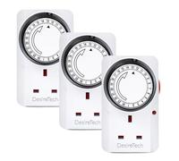 Desiretech Plug-in Timer Switch - 24 Hour Segment Timer - Controls Appliances Up to 3120W, Home Security Switch, Deters Burglars, Automatic On/Off, Ideal for Christmas Lights (3 Pack) - White
