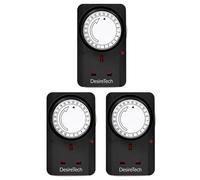 Desiretech Plug-in Timer Switch, 24 Hour Segment Timer, Light Plug Socket to Control Appliances Up to 3120W, For Home Security, Deters Burglars, Automatic On/Off, Energy-Saving (7x7x11.5 cm) - Black