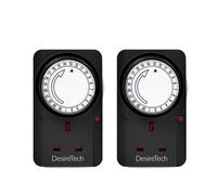 Desiretech Plug-In Timer Switch, 24 Hour Segment Timer, Light Timer Plug Socket To Control Appliances Up To 3120W, 2 Pack