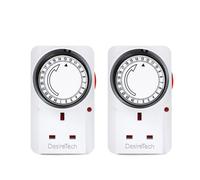 Desiretech Plug-In Timer Switch, 24 Hour Segment Timer, Light Timer Plug Socket To Control Appliances Up To 3120W, 2 Pack