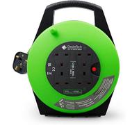 Desiretech Portable Cable Reel 4 Sockets Heavy Duty Green Black 10M