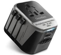 Desiretech Travel Adaptor 4-in-1 Universal Plug Adapter with USB-A, USB-C in Black | Size: 4200mm Desiretech Black 4200mm