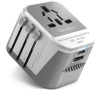 Desiretech Travel Adaptor 4-in-1 Universal Plug Adapter with USB-A, USB-C in Grey | Size: 4200mm Desiretech Grey 4200mm