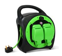 Desiretech Weatherproof Cable Reel 20M, 2 Sockets, 13 Amp Outdoor Lead Waterproof Ip54 Durable Green Cable