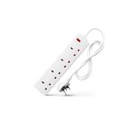 DESIRETECH White 1 Meter Electric Extension Lead - 4 Gang, 3 Pin Cable with UK Plug ,Wall Mountable & Multi Socket