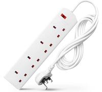 Desiretech White 2 Meter Electric Extension Lead - 4 Gang, 3 Pin Cable With Uk Plug ,wall Mountable & Multi Socket