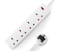 DESIRETECH White Electric Extension Lead - 4 Gang, 1 Metre Cable with UK Plug & 3 Pin Socket - Wall Mountable & Multi Socket Mains Strip for Home, Bedroom, Kitchen, & Office (1 Pack)