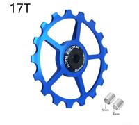 Desiumite 11-17T Ceramic Bearing Pulley Wheel for Road For Bike Rear Derailleur, Aluminum Alloy Guide Wheel, Black/Red/Blue(Blue17T)