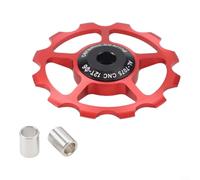 Desiumite 11-17T Ceramic Bearing Pulley Wheel for Road For Bike Rear Derailleur, Aluminum Alloy Guide Wheel, Black/Red/Blue(Red12T)