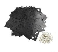 Desiumite 12pcs Decorative Hollow Room Divider Hanging Panels 40 x 40 cm Plastic Privacy Partition Screens for Living Room Bedroom Dining Room DIY Art Décor Waterproof(black)