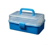 Desiumite 3 Layers Fishing Tackle Box Organizer Storage Box with Cantilever Design for Small Tools, Jewelry, and Hardware Accessories, Transparent/Blue/Red/Orange(b)
