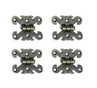 Desiumite 4pcs Antique Bronze Alloy Cabinet Door Hinges 40x30mm / 113x69mm Hinges Plus Decorative Zinc Gold Black with Wooden for Boxes Drawers Screws Furniture Restor(S Bronze)