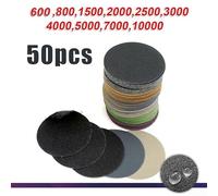 Desiumite 50 Pcs 3 Inch Silicon Carbide Sanding Discs for Wet or Dry Use, Hook and Loop Backing, 600-10000 Grit Assorted Set Compatible with Orbital