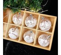 Desiumite 6Cm Transparent Snowball Christmas Balls For Tree - Plastic Holiday Ornament, 6 Pack Festive Home Décor, Winter Holiday Decoration