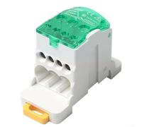Desiumite 80A-500A DIN Rail Power Junction Box Terminal Block Connector - Green Flame-Retardant PC Housing, Tinned Brass Conductors, 1-Input Multi-Output for Electrical D(80A)