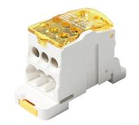 Desiumite 80A to 500A Power Junction Box Terminal Block Connector for DIN Rail Mounting, Blue, 1 Input Multiple Output Distribution Splitter with Tinned Brass Conductive (80A)