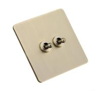 Desiumite 86 Type Bronze Stainless Steel Panel Light Switch Single Double Triple Quad Wall Mount Control Switch Modern Brushed Design For Home Office(2 Gang)