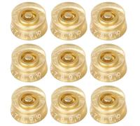 Desiumite 9-Pack Electric Guitar Control Knobs with Scales, Clear ABS | Volume and for CTS for fender for gibson DiMarzio 24-Tooth Split Shaft Pots, Gold Base Replacement Parts for US Mexico