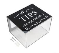 Desiumite Acrylic Lockable Storage Box 6x4x5 Inch Transparent Donation Tip or Suggestion Box with Key and Wall Mount Option for Home Office Events Black(black classic)