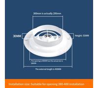 Desiumite Adjustable Round ABS Hood, Ceiling Wall Hole Ventilation Diffuser, Duct Hole, For Indoor Exhaust, Central Air Conditioning Outlet, Bathroom.(450)