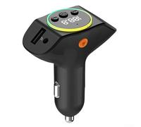 Desiumite Car Fast Charger Adapter with Digital Display and Dual USB Ports, PD Quick Charge for MP3 Player FM Transmitter Wireless Handsfree, Telescopic Cable, 12V 3.5A, (Is black)