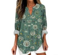 Desiumite Casual 3D Printed Blouse for Women Vacation Wear | 3D digital floral pattern, fashionable V-neck design, loose comfortable for fit, suitable for daily wear