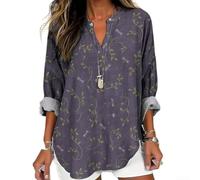 Desiumite Casual 3D Printed Blouse for Women Vacation Wear | 3D digital floral pattern, fashionable V-neck design, loose comfortable for fit, suitable for daily wear
