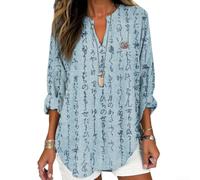 Desiumite Casual 3D Printed Blouse for Women Vacation Wear | 3D digital floral pattern, fashionable V-neck design, loose comfortable for fit, suitable for daily wear