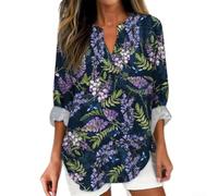 Desiumite Casual 3D Printed Blouse for Women Vacation Wear | 3D digital floral pattern, fashionable V-neck design, loose comfortable for fit, suitable for daily wear
