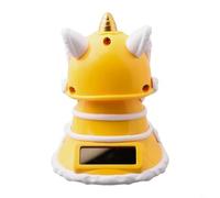 Desiumite Chinese-Style Solar-Powered Nodding Lion Dashboard Ornament for Good Luck & Fortune, ABS Resin Construction, 9.5 x 7.8 x 7.3 cm, Red/Yellow/Black - Car Interior(Yellow)