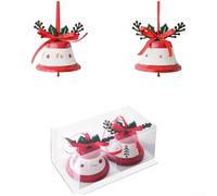 Desiumite Christmas Iron Bell Ornaments with Pinecones, Red Berries and Green Leaves for Holiday Tree, Wreath or Mantel Hanging Decoration, Audible Jingling Sound(G)