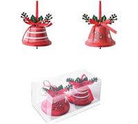 Desiumite Christmas Iron Bell Ornaments with Pinecones, Red Berries and Green Leaves for Holiday Tree, Wreath or Mantel Hanging Decoration, Audible Jingling Sound(H)