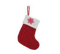 Desiumite Christmas Stocking With Embroidered Design, Knit Red And White Holiday Stocking For Tree Or Fireplace Mantel Decoration, Handmade Stitched Mini Christmas(snowflakes)