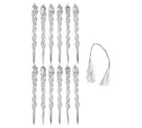 Desiumite Christmas Trees Icicle Ornament Set 12Pcs Transparent Pendant Clear Plastic Hanging Decoration Winter Snowflake Style Decor For Holiday Party Trees Hanging Xmas