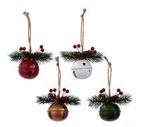 Desiumite Colorful Christmas Bell Ornaments Stainless Steel Hanging Decorations in Red, Green, Gold and White for Christmas Tree, Wreath or Festive Table Display(5)