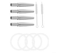 Desiumite Complete 10-Piece Stainless Steel Tree Collection Kit Featuring 4 Pointed Taps, 4 Hooks, 4 Tubes and 2 Brushes for Easy Maple Syrup Harvest and Cleaning