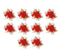 Desiumite Decorative Honeysuckle Flower Branches Indoor Holiday Home Decor Artificial Floral Accessories Seasonal Wreath Making Supplies(Gold and Red)