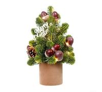Desiumite Decorative Mini Tabletop Tree With Natural Pine Cones And Red Berries, For An Indoor Winter Seasonal Display, Perfect For A Home Office Mantelpiece, 21X32cm(Dark brown)