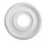Desiumite Decorative Round PU Ceiling Medallion, Ornate Ceiling Fan Light Fixture Cover Plate, White 12.4 Inch Diameter Center Hole 4 Inch For Home