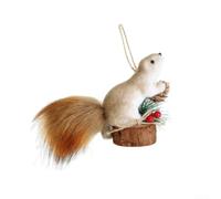 Desiumite Decorative Squirrel Tree Hanging Ornaments Realistic Animal Pendant Foam Holiday Interior Decoration Hanging Ornaments Home Winter Series Collection(C)