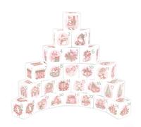Desiumite DIY Christmas Calendar Box Set Paper Storage Box Holiday Countdown Box Collection Decorative Display Storage Box 24 Sets 7X7x7 Cm(24 pink)