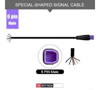 Desiumite Electric Bike Waterproof Connector Cable Signal Line Extension with 2/3/4/5/6 Pin Options Plastic and Steel Material (6 Pin Male)