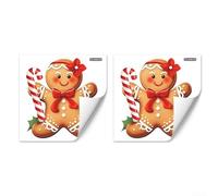 Desiumite Festive Christmas Cookie Man PVC Toilet Lid and Wall Decals 2-Pack, Self-Adhesive Glow-in-the-Dark Stickers for Bathroom, Tile, Mirror and Seasonal Décor