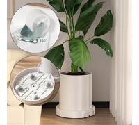 Desiumite Flower Pot For Caddy with Swivel Casters for Indoor Outdoor Plants, 25 cm Round Plant Roller Tray with Water Storage Box and Drainage Hole, PP For Durable Material, Gre(White)